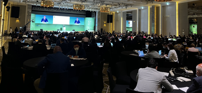 지난 2020년 영종 파라다이스시티 호텔에서 개최된 ‘2022 GCF 글로벌 프로그래밍 콘퍼런스’에서 참석자들이 연설을 듣고 있다. ( 사진 = 인천시 제공 )