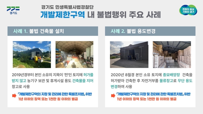 개발제한구역 내 불법행위 주요 사례. (사진=경기도 제공)