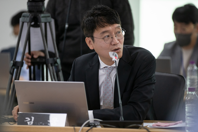 국민의힘 김웅 의원이 전날 국회 행정안전위원회의 경기도 국정감사에서 발언하고 있다. (사진=경기도 제공)