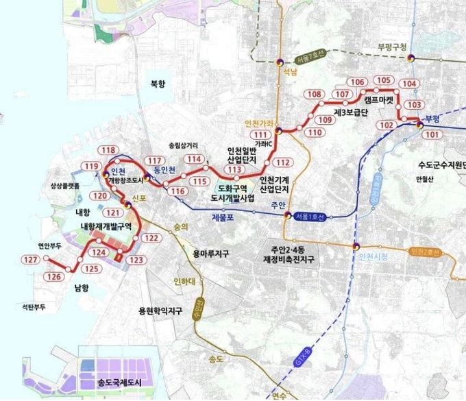 부평연안부두선트램 노선도. ( 사진 = 인천시 제공 )