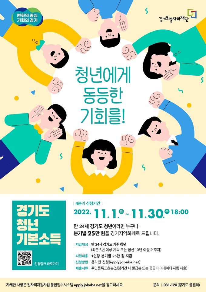 2022년도 4분기 청년기본소득 모집 포스터. (사진=경기도 제공)