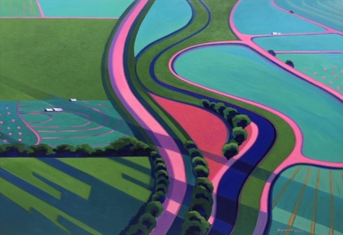 쪼 린, Aerial Scape 4, 2022, 캔버스에 아크릴. (사진=경기아트센터 제공)