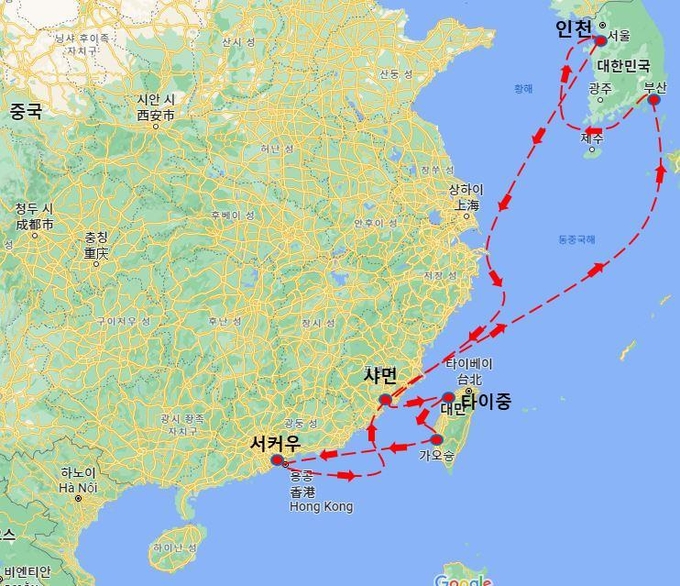 짐 오스트레일리아호의 KRX 서비스 항로. ( 사진 = 인천항만공사 제공 )