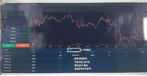 가상화폐 투자 사기 일당이 피해자들에게 제시한 가짜 시세 그래프. ( 사진 = 인천경찰청 제공 )