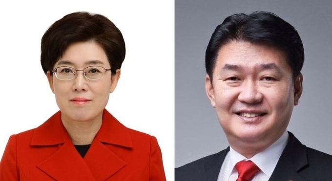 (왼쪽부터) 최연혜 가스공사 신임 사장 내정자와 정용기 지역난방공사 신임 사장 내정자. (사진=연합뉴스)