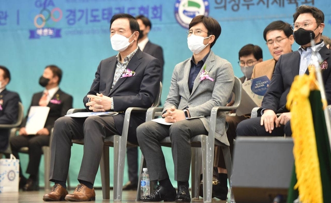  임태희 경기도교육감이 경기도교육감기 태권도대회 개회식에 참석해 축하를 건넸다. (사진=경기도교육청 제공)