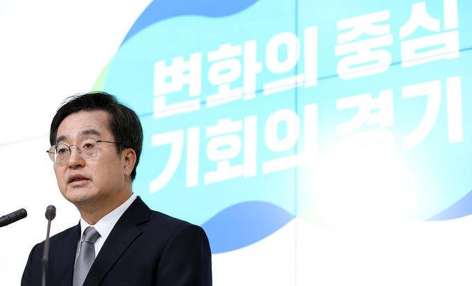 10일 경기도청 브리핑룸에서 김동연 경기도지사가 경기도 안전관리체계 개선방안에 대한 기자회견을 하고 있다. (사진=경기도 제공)