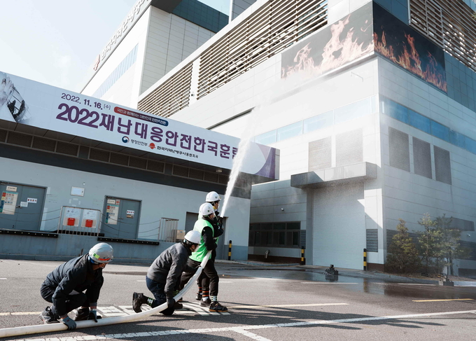 한난 동탄지사에서 재난대응 안전한국훈련이 진행중이다. (사진=한국지역난방공사 제공)
