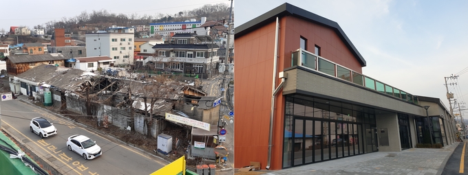 인천 강화군 강화읍의 동광직물 옛 터(왼쪽)가 지역 주민들의 생활문화센터로 거듭나고 있다. ( 사진 = 강화군 제공 )