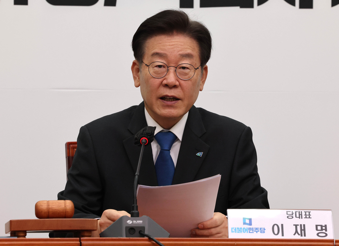  더불어민주당 이재명 대표가 25일 국회에서 열린 최고위원회의에서 발언하고 있다. (사진=연합뉴스)