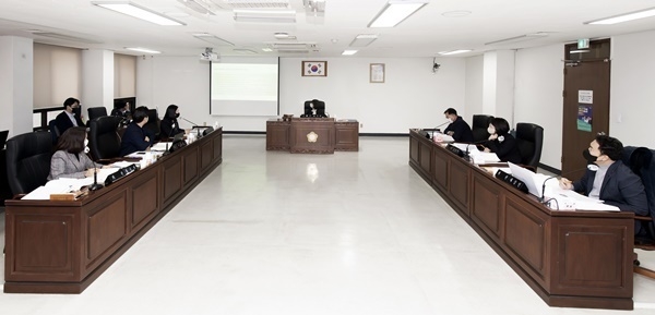 지난달 30일 김포시의회 행정복지위원회서 예산안 심사를 하고 있다. 시의회제공