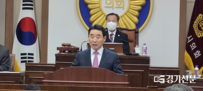 백영현 포천시장이 시정연설 하고 있다. (사진=문석완 기자)
