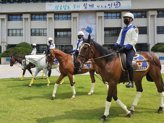 인천경찰청 기마경찰대. ( 사진 = 인천경찰청 제공 )