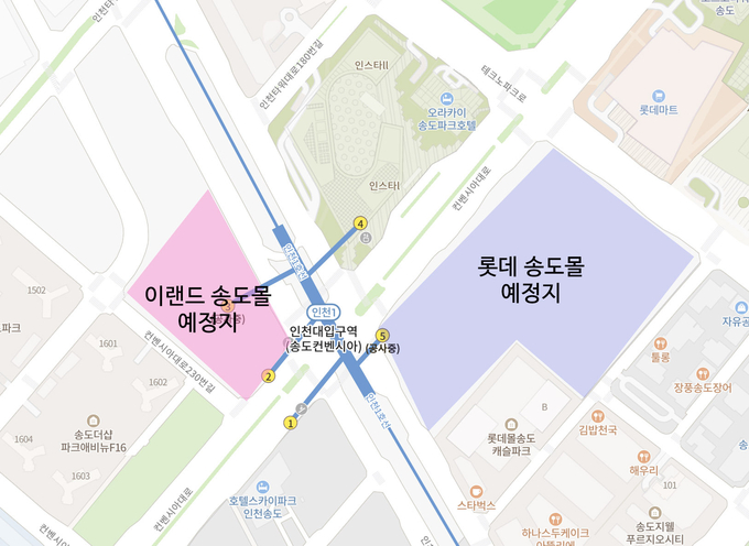 이랜드 송도몰 예정지. ( 사진 = 네이버 지도 갈무리 )