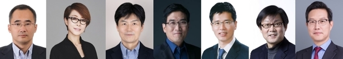 삼성전자는 지난 5일 2023년 정기 사장단 인사를 단행하고 7명의 승진 인사를 발표했다. 왼쪽부터 김우준, 이영희, 남석우, 송재혁, 백수현, 박승희, 양걸 신임 사장. (사진 = 삼성전자 제공).