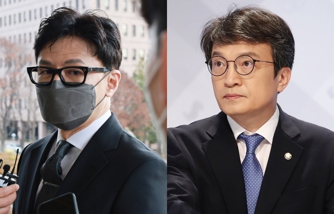 한동훈 법무부장관(왼쪽)과 김의겸 더불어민주당 의원. (사진=연합뉴스 제공)