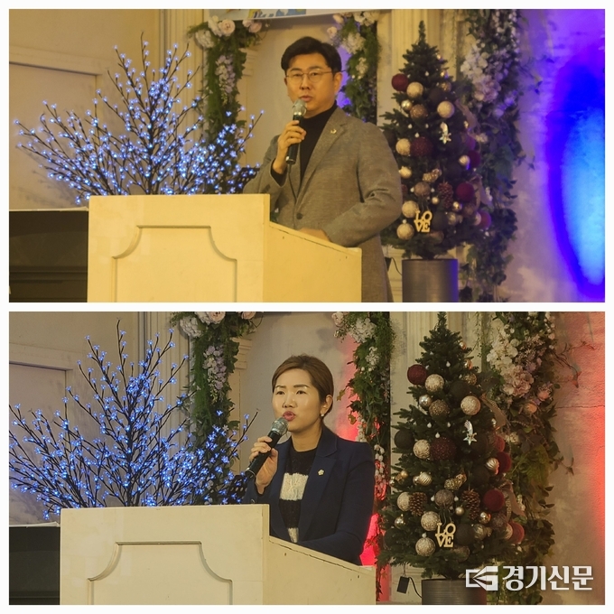 윤충식 경기도 의원(상)과 손세화 포천시의회 의원도 축사를 했다. (사진=문석완 기자)