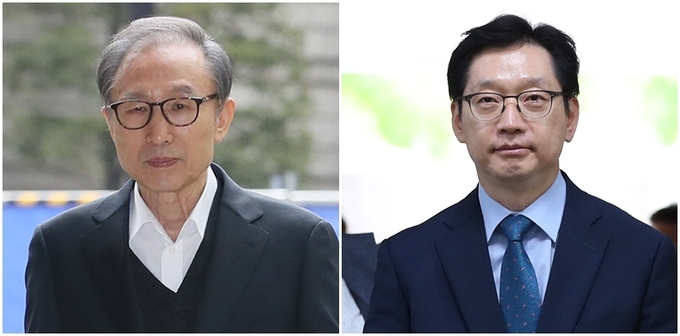  (좌)이명박 전 대통령. (우)김경수 전 경남지사. (사진=연합뉴스 제공)