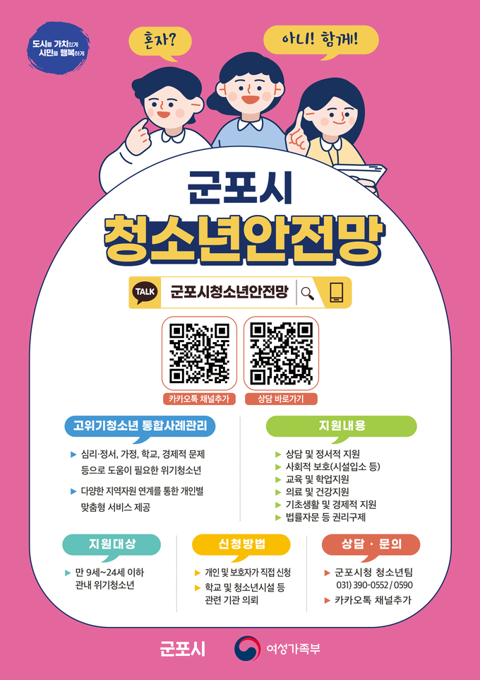 군포시 동절기 청소년안전망 강화 위한 위기청소년 집중 발굴포스터.