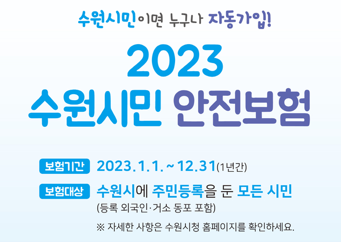 수원특례시는 재난‧사고로 피해를 입은 시민의 회복과 생활안정 지원을 위해 운영 중인 ‘수원시민 안전보험’ 보장 항목을 확대했다고 밝혔다. (사진=수원시 제공)