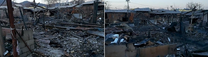 지난 10일 오전 불이 난 인천 계양구 효성구역 도시개발사업 대상지. ( 사진 = 독자 제공 )