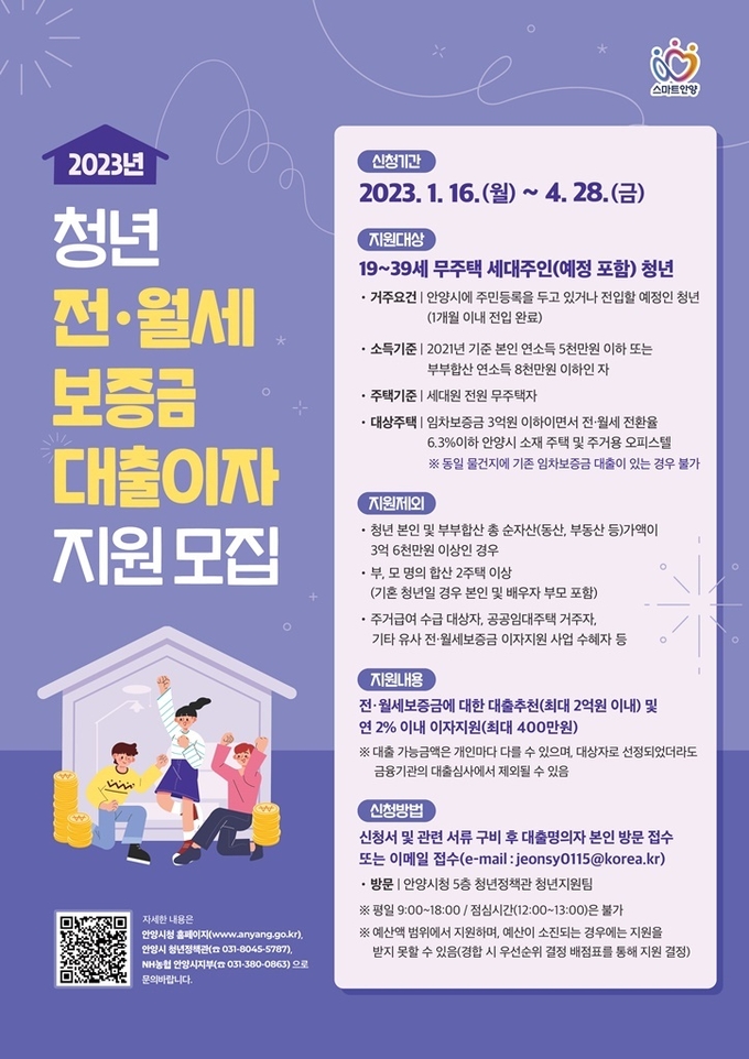 안양시 전월세 보증금 대출이자 지원사업 홍보 포스터.(사진=안양시 제공)