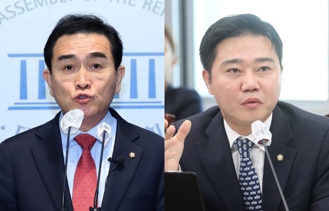 국민의힘 태영호 의원(왼쪽)과 지성호 의원. (사진=연합뉴스)