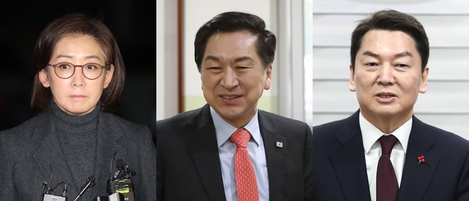 (왼쪽부터) 국민의힘 나경원 전 의원과 김기현·안철수 의원. (사진=연합뉴스)