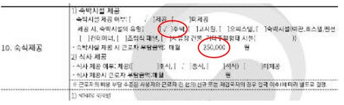제조업 종사 이주노동자들의 근로계약서에는 숙박시설 제공 형태가 대부분 ‘주택’으로 표시돼있다. (사진=이주노동자노동조합 제공)