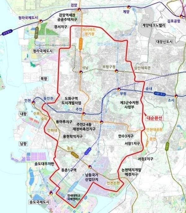 현재 계획된 인천도시철도 3호선 노선도. ( 사진 = 인천시 제공 )