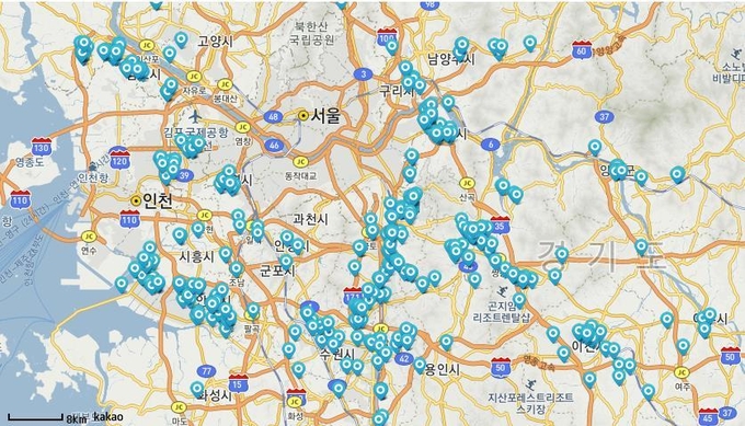 반려동물 의료 및 복지시설 위치도. (사진=경기도 제공)