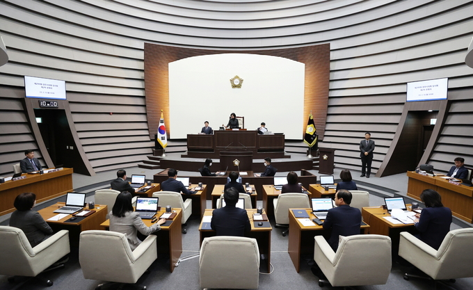 광주시 의회 제299회 임시회 진행모습.(사진= 광주시의회 제공)