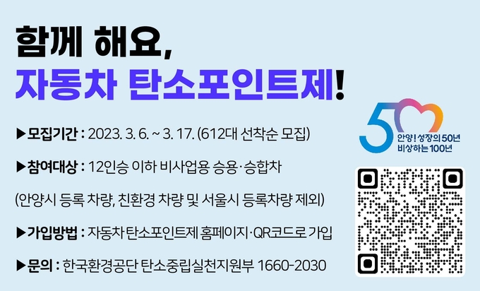 안양시의 '자동차 탄소중립 포인트제' 홍보 포스터.(사진=안양시 제공)
