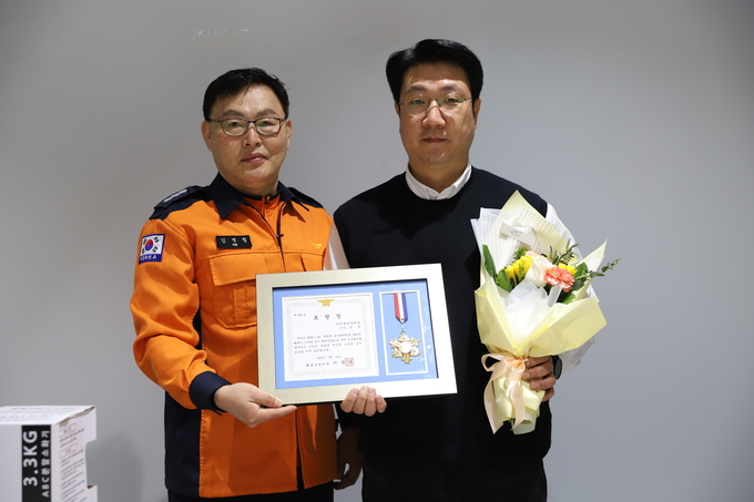표창 유공자 ㈜서울영상테크 차장 장훈(44세/남) 씨.(사진=화성소방서 제공) 