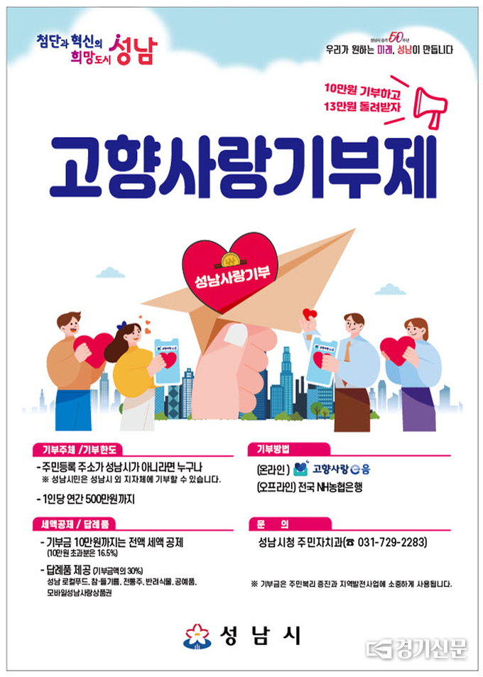 성남시 고향사랑기부제 안내 포스터. (사진=성남시 제공)