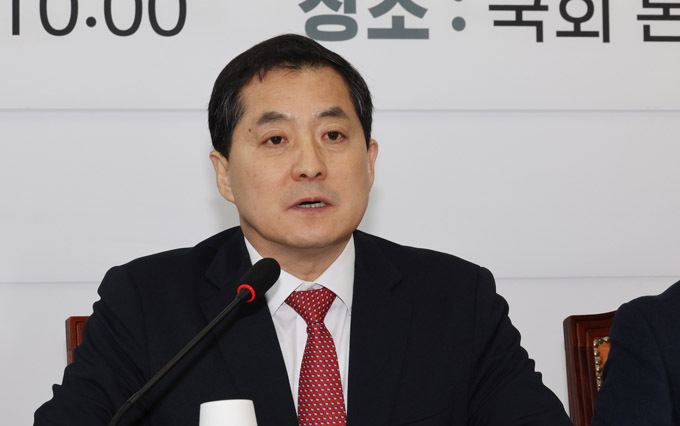  국민의힘 박대출 정책위의장이 31일 오전 서울 여의도 국회에서 열린 전기·가스 요금 관련 당정협의회에서 발언하고 있다. (사진=연합뉴스)