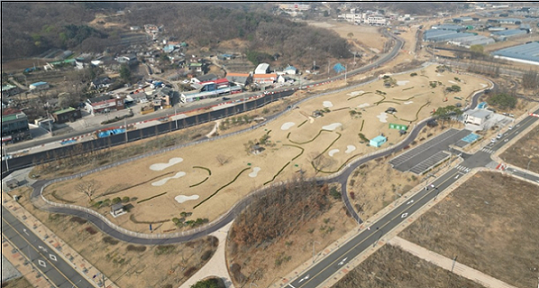 파주 심학산 파크골프장 및 운정 파크골프장 전경.(사진=파주시 제공)
