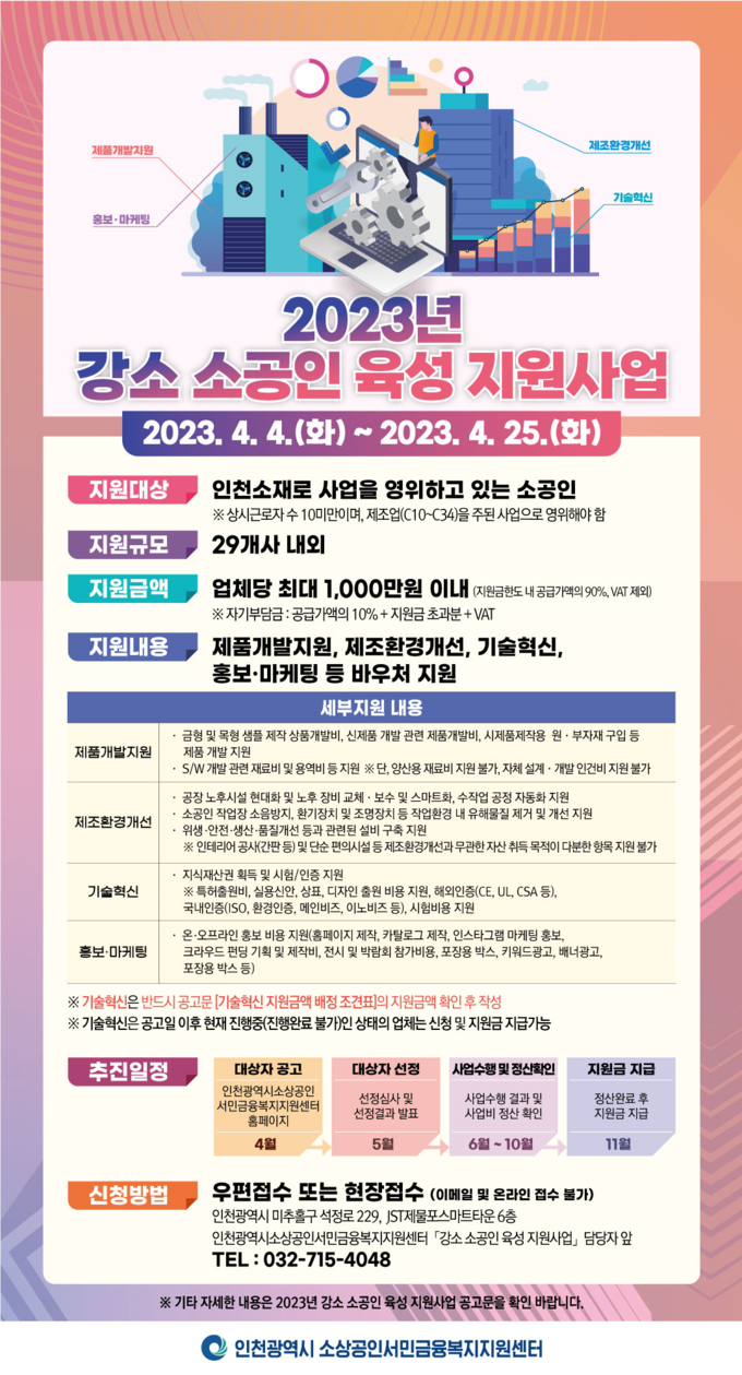 2023년 강소 소공인 육성 지원사업 안내 포스터. ( 사진 = 인천시 제공 )