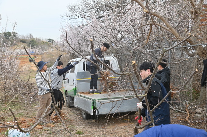 화성도시공사 임직원들이 지역주민들과 매화나무를 식재하고 있다.(사진제공/화성도시공사)