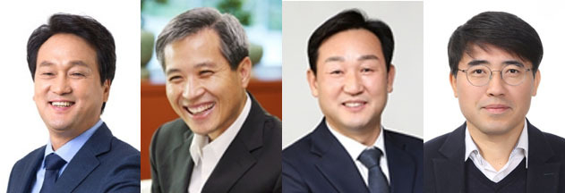 (왼쪽부터) 안민석 의원, 곽상욱 전 오산시장, 문영근 전 오산시의회 의장, 이신남 전 청와대 비서관.