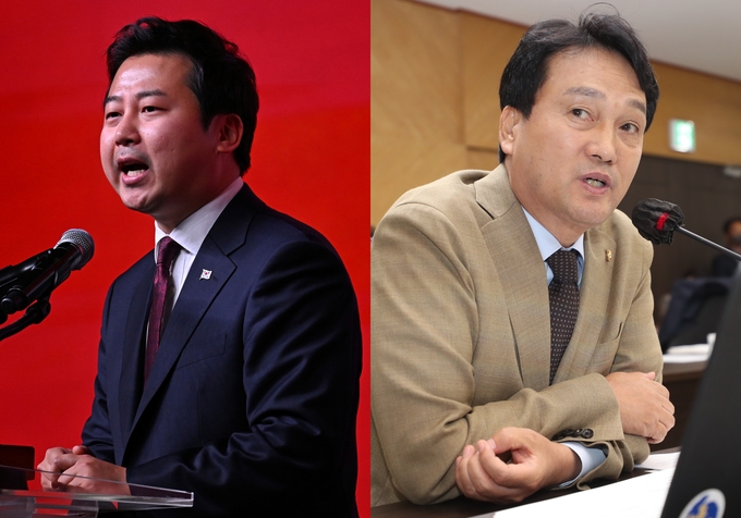 장예찬 국민의힘 청년 최고위원(왼쪽)과 안민석 더불어민주당 국회의원. (사진=연합뉴스)