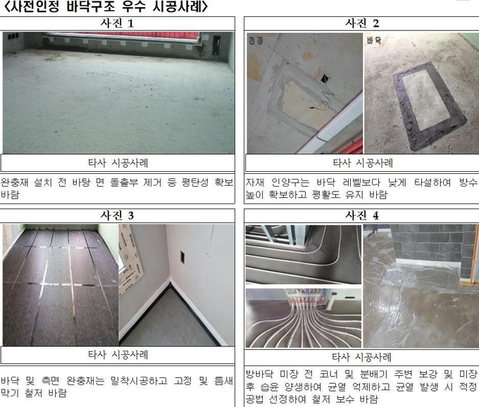 바닥구조 우수 시공사례. (사진=경기도 제공)