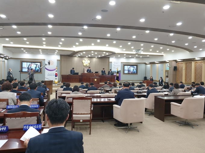 수원시의회 제375회 임시회 1차 본회의 모습. (사진=나규항 기자)