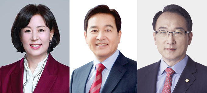 (왼쪽부터) 김필여 당협위원장, 심재철 전 국회의원., 이승경 전 안양시의원.(사진=경기신문DB)