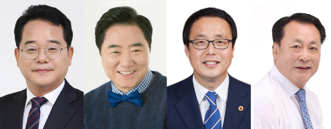 (왼쪽부터)민병덕 국회의원, 이석현 전 국회의원, 정기열 전 경기도의회의장, 임채호 전 경기도의회부의장.(사진=경기신문DB)