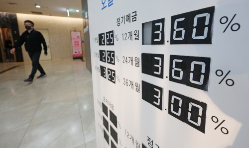 서울 시내 한 은행에 걸린 금리현황판. (사진=연합뉴스 제공)