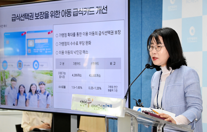 24일 인천시청 브리핑룸에서 열린 여성가족국 소관 기자간담회에서 김지영 시 여성가족국장이 사안을 설명하고 있다. ( 사진 = 인천시 제공 )