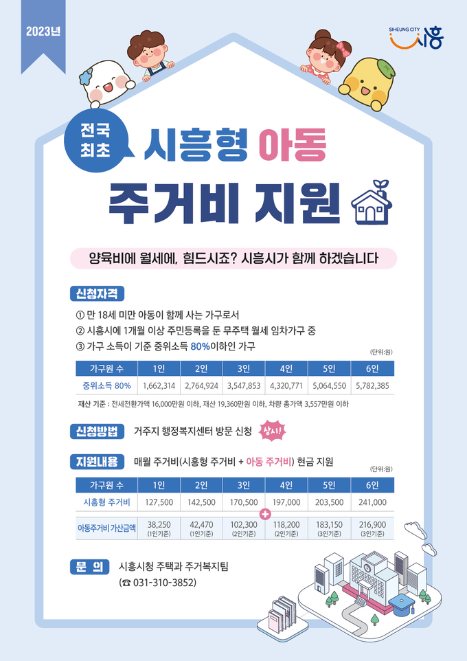 시흥시 시흥형(아동) 주거비 지원 신청 포스터. (사진=시흥시 제공)