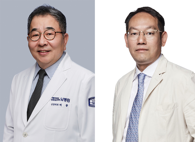 가톨릭대학교 인천성모병원 신경외과 허륭 교수(왼쪽)와 성빈센트병원 신경외과 조철범 교수 