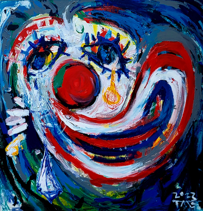 이익태, Big Mouth B, 95x95cm, Acrylic on paper, 2023